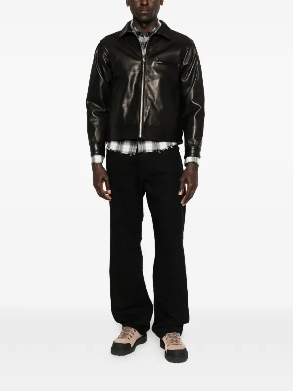 Neighborhood Leather Sports Jacket | Black | FARFETCH NZ