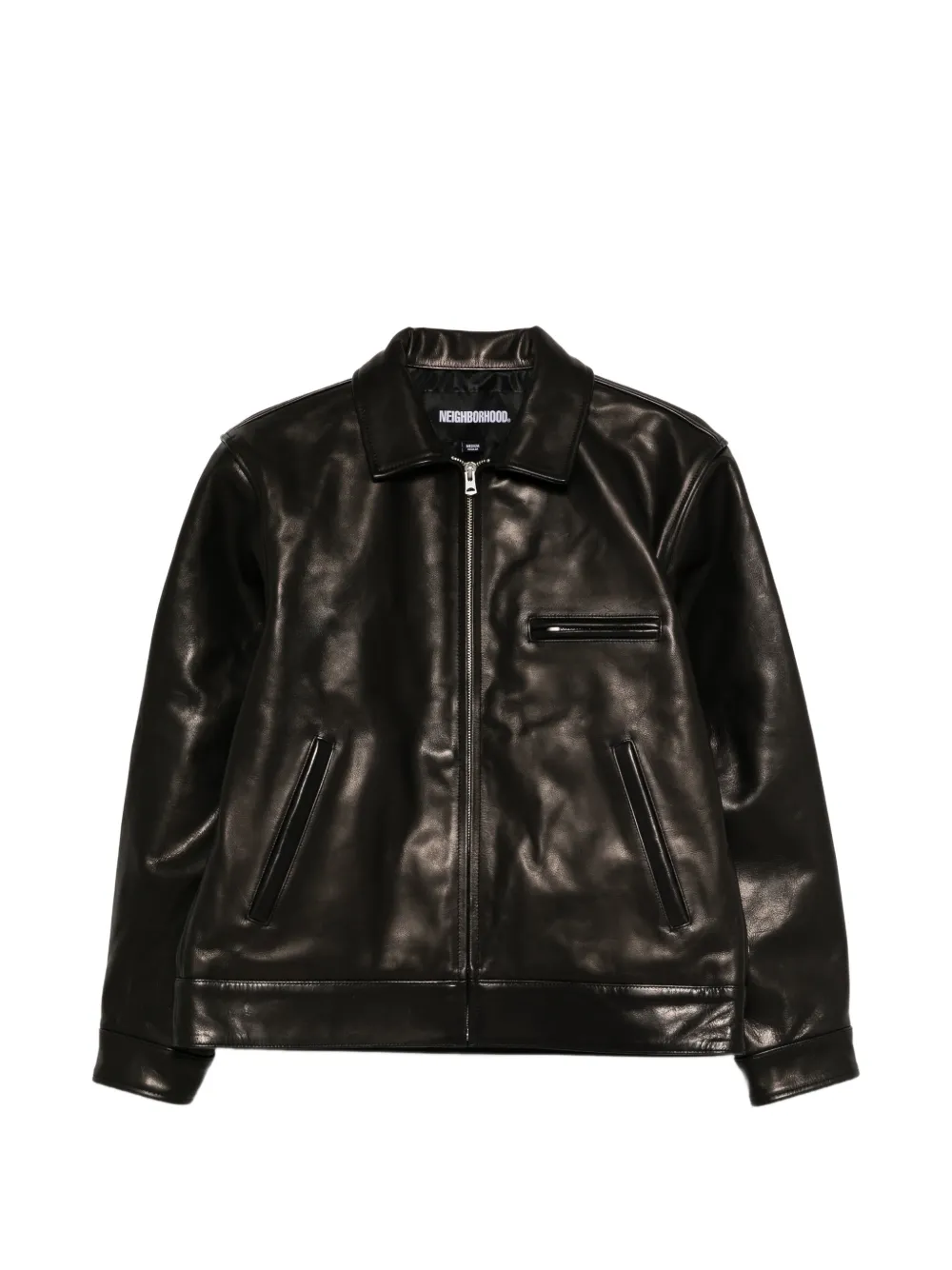 Neighborhood leather sports jacket - Schwarz