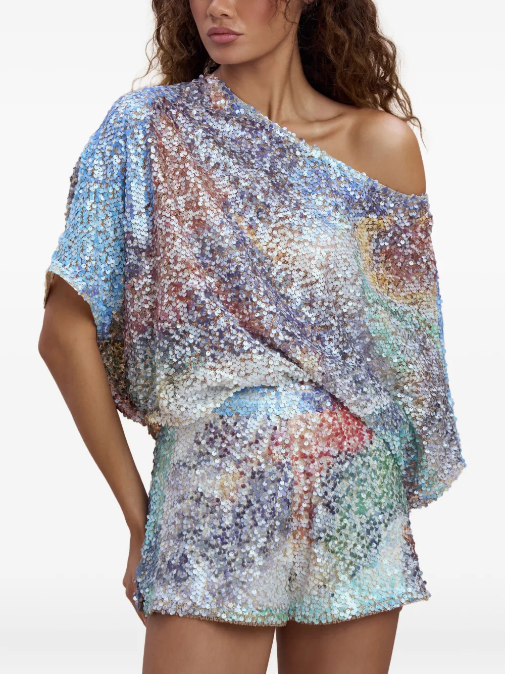  Sana Osmani Chronos Sequin Shorts - Blue 