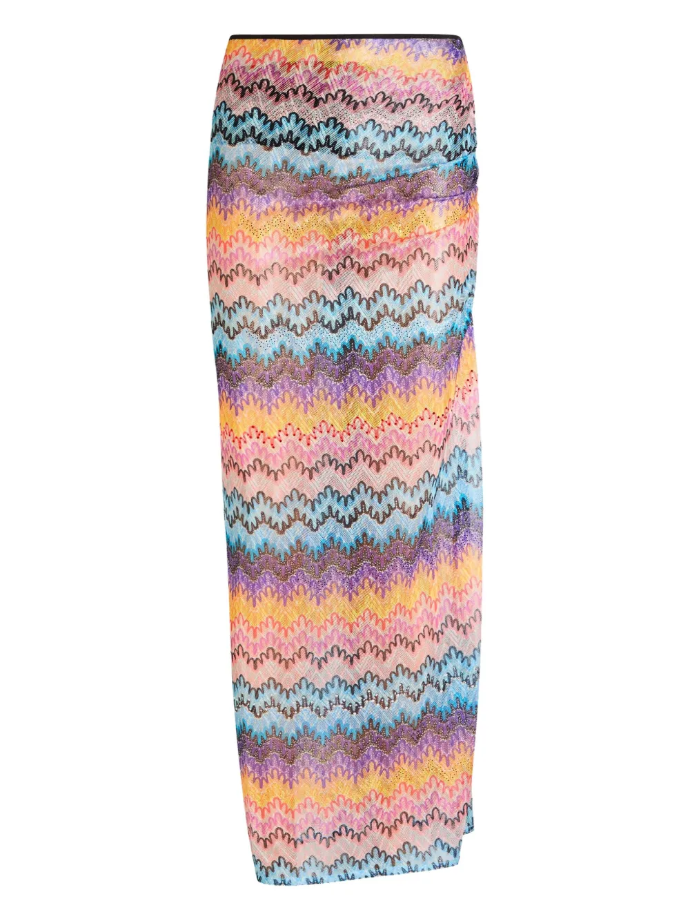 Missoni Zig-zag Pattern Lace Maxi Skirt In Yellow