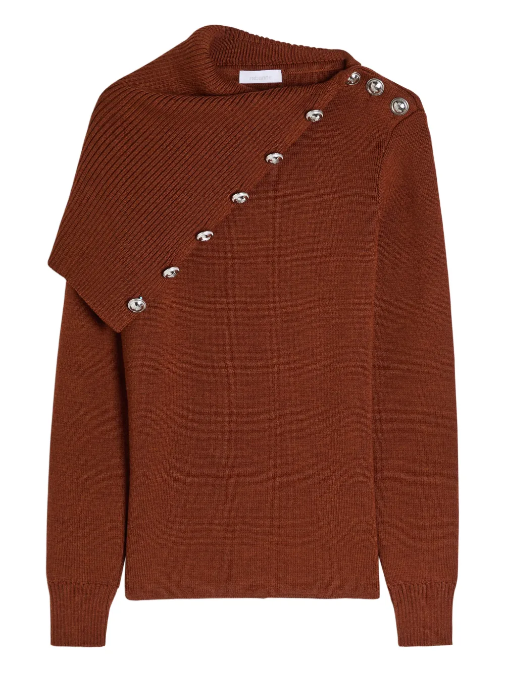 Rabanne Asymmetric wool sweater - Marrone