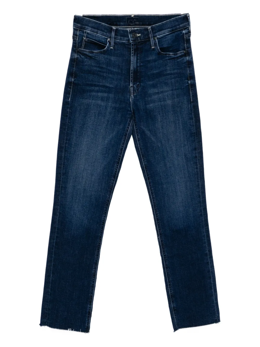 Mother The Mid Rise Dazzler Ankle Fray Jeans In Blue