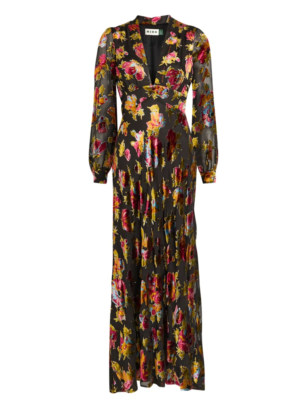 Rixo Emory V-neck floral-print maxi dress - Zwart