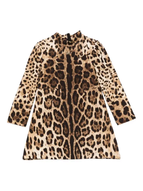 Dolce & Gabbana Kids vestido con estampado de leopardo