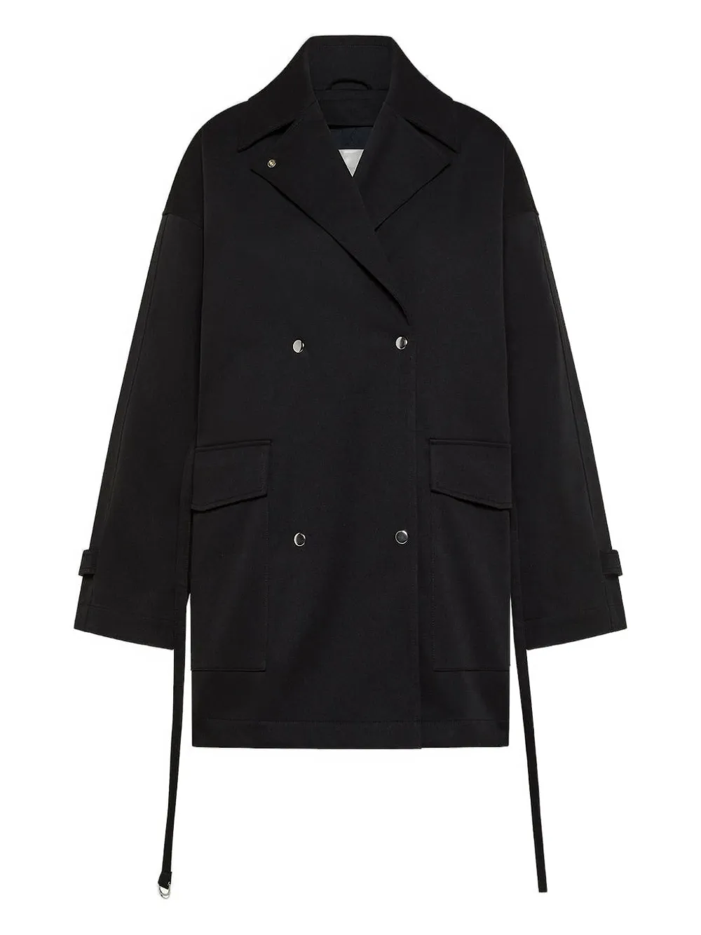 OOF WEAR abrigo con doble botonadura y cinturón | negro | Image 1
