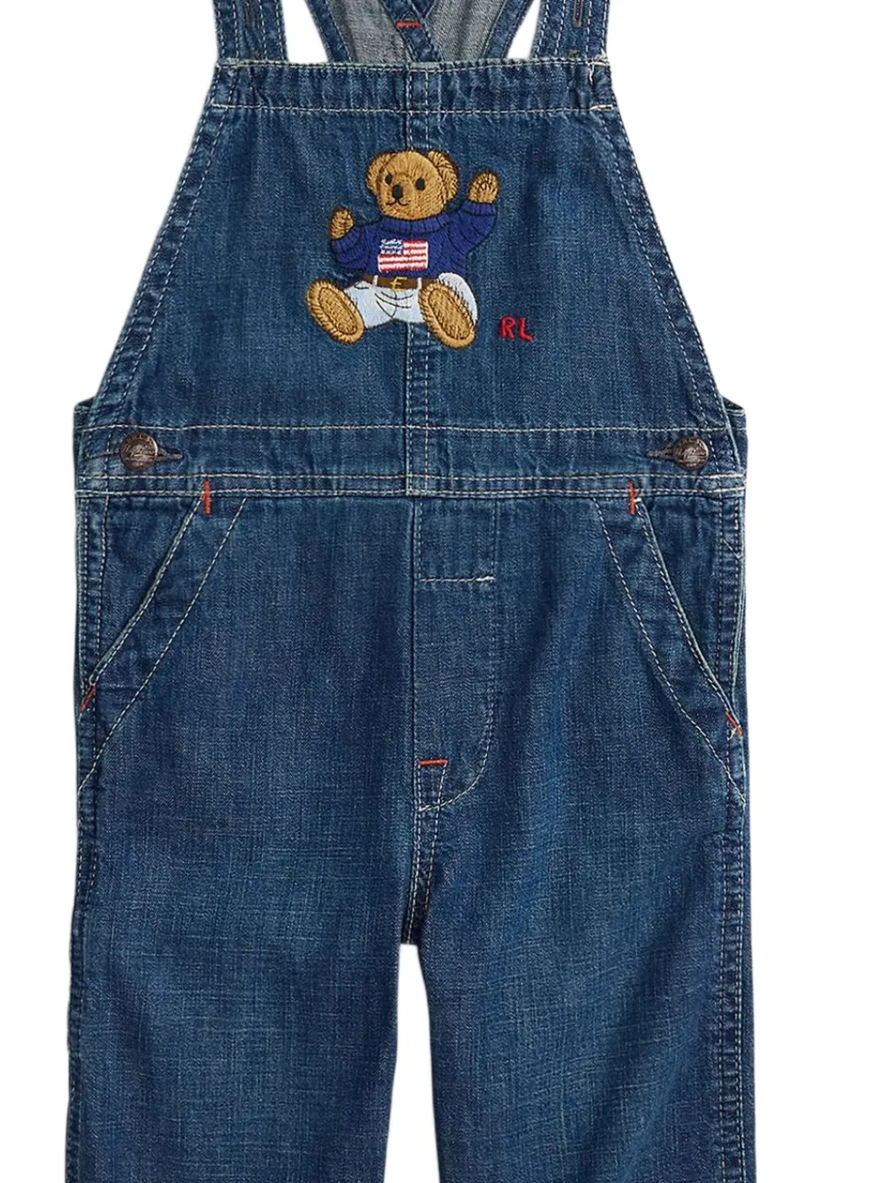 POLO RALPH LAUREN KIDS Tuinbroek met Polo Bear-borduurwerk Blauw