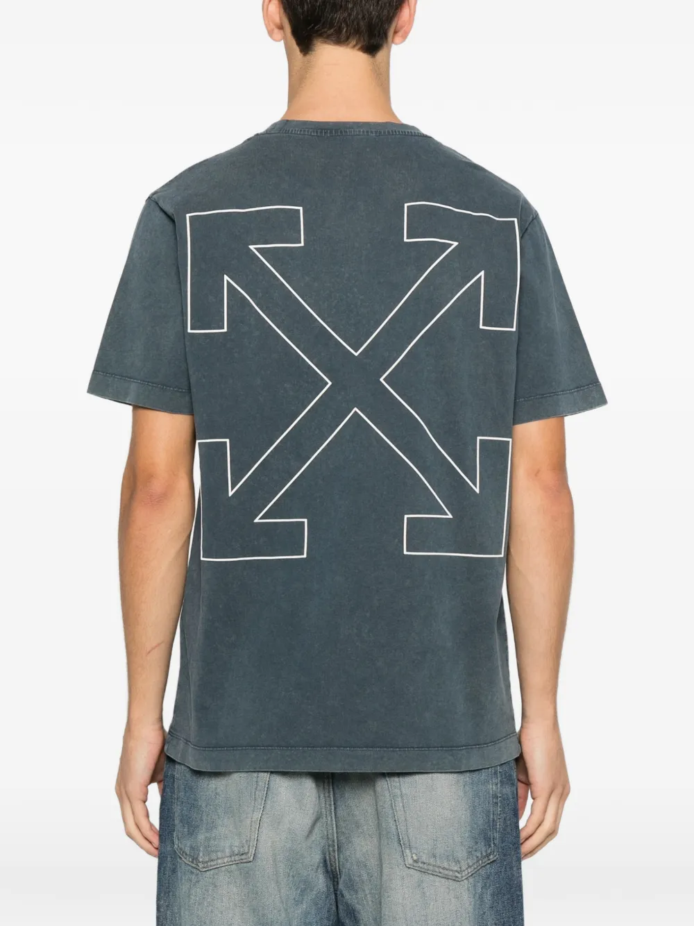 Off-White outline-arrow logo-print T-shirt Blauw