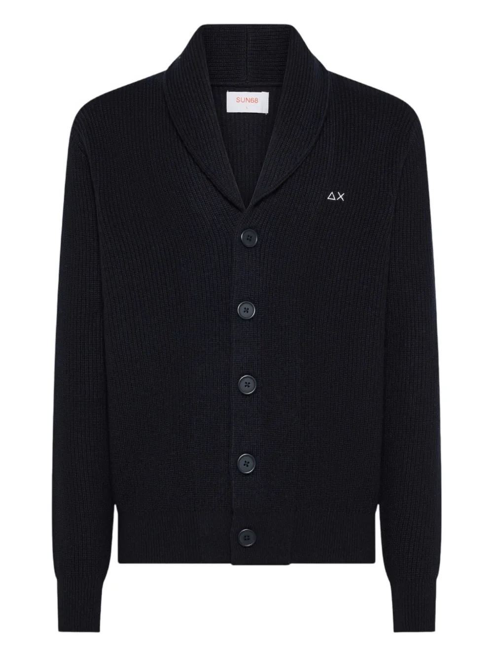 Sun68 ribbed shawl-collar cardigan | Blue | Image 1