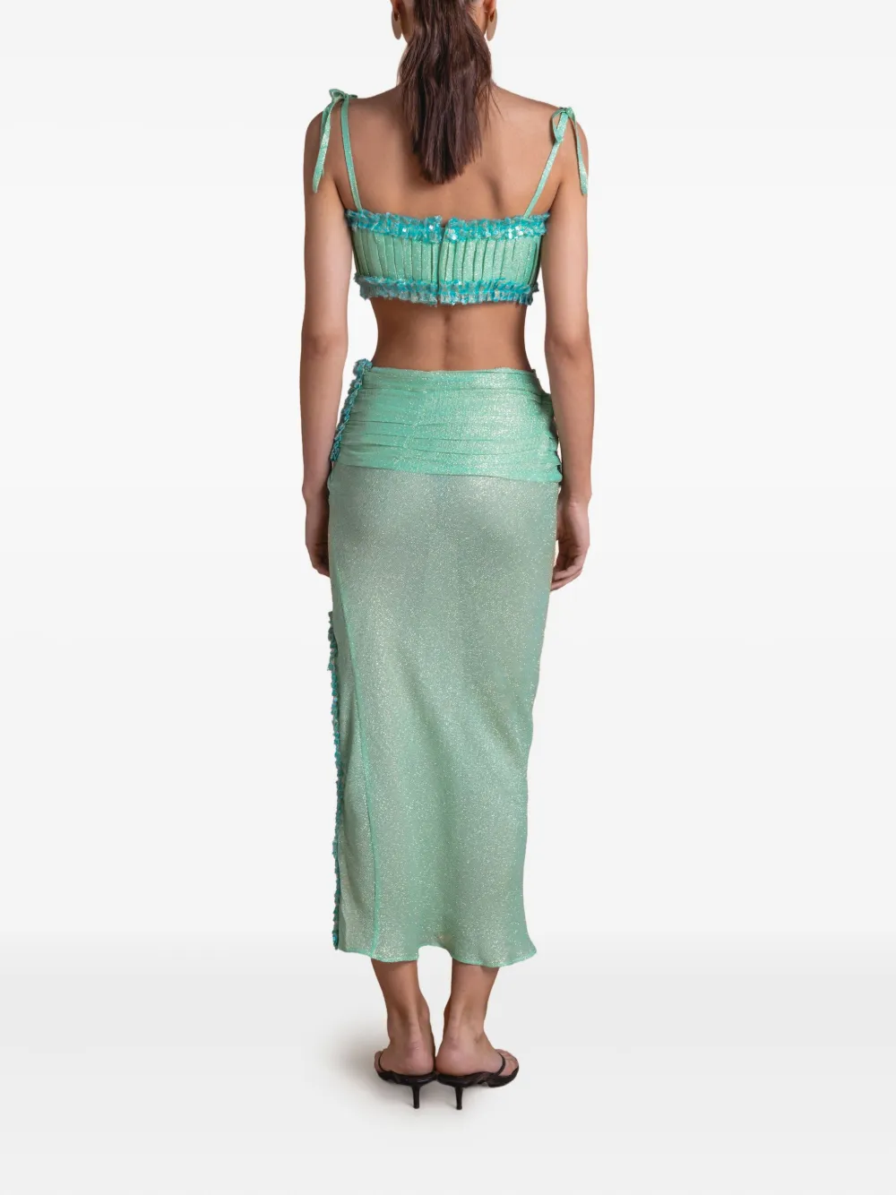  Sana Osmani Agor Sequin Tie-strap Top - Green 