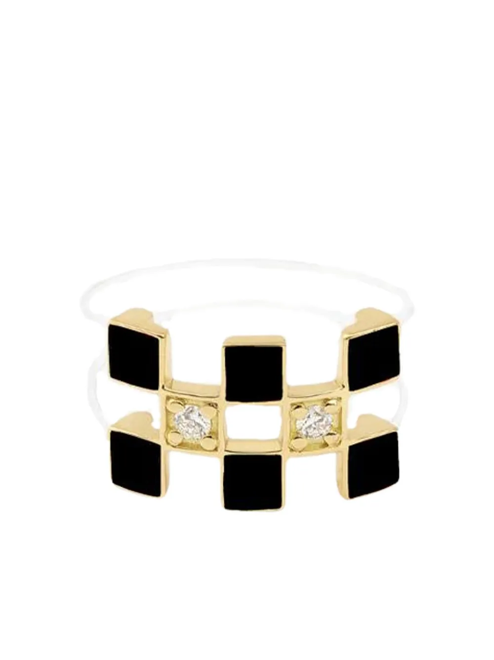 Mysteryjoy 18k Yellow Gold Illusion Diamond Ring In Black