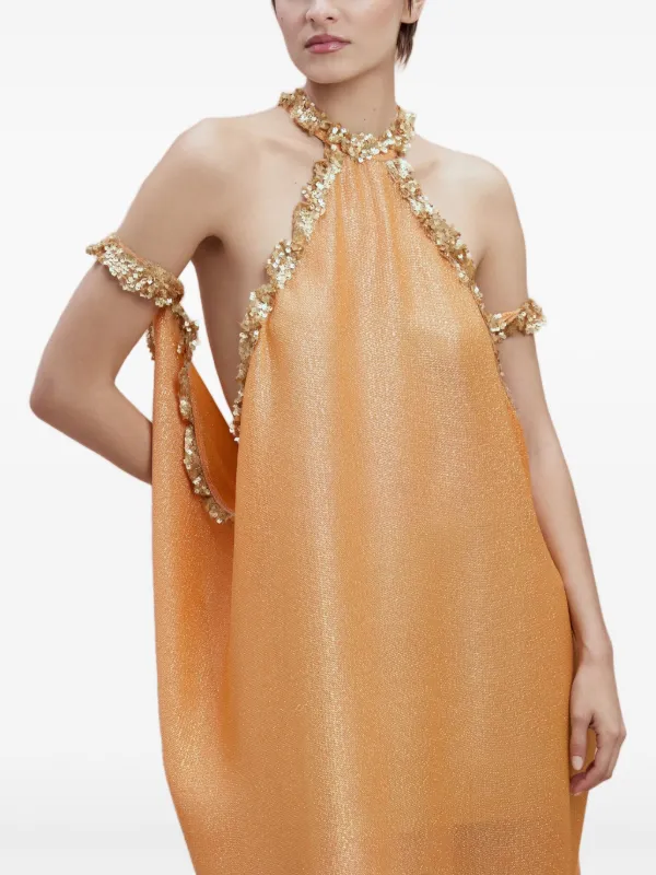 sana orange dress Sana Osmani Isis Sequin-embellished Maxi Dress