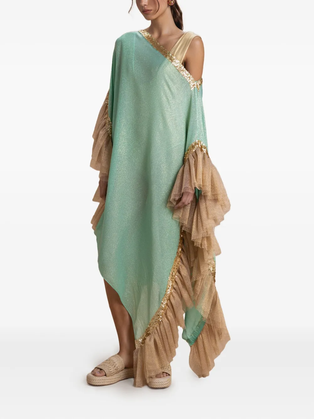  Sana Osmani Mirma Sequin Ruffled Kaftan - Green 