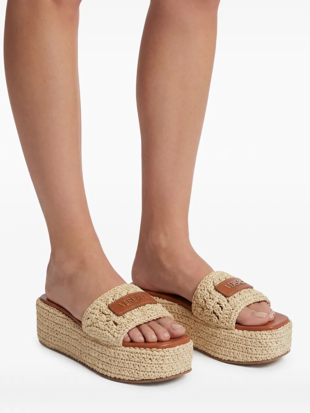 Versace Sandalen met logodetail Beige