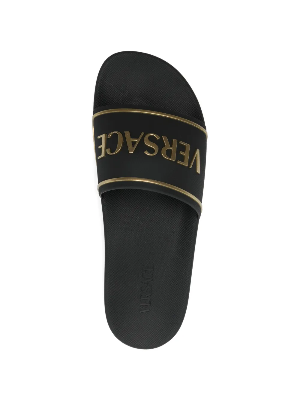 Versace logo-embossed slides Zwart