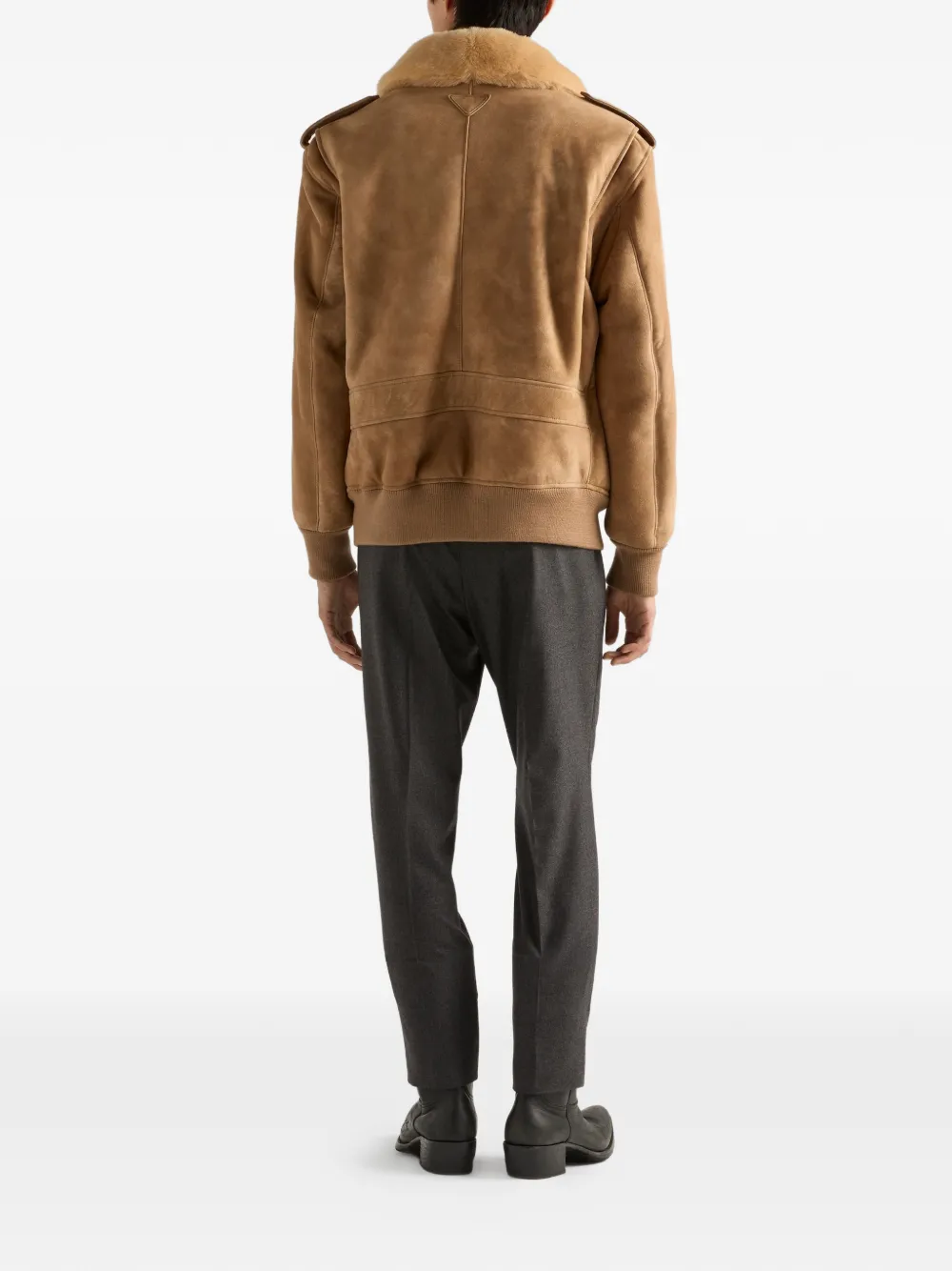  Prada Suede Bomber Jacket - Brown 