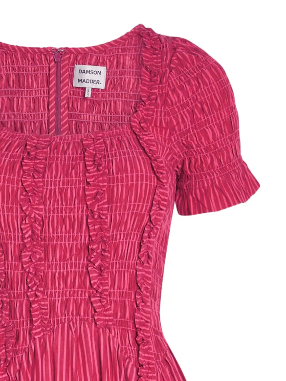  Damson Madder Raphaela Striped-pattern Ruffled Dress - Pink 