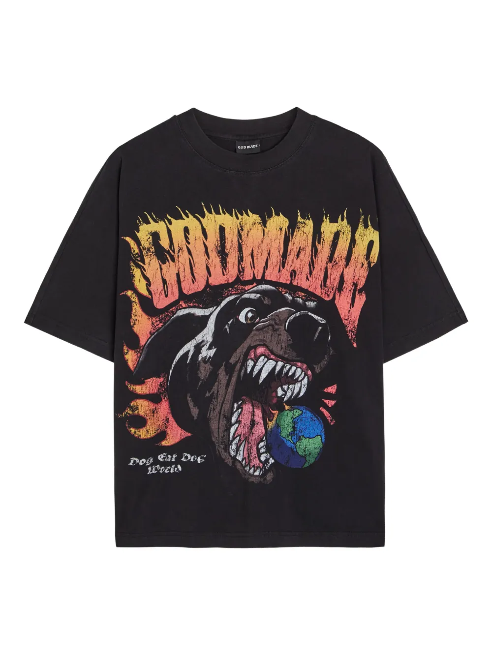 GODMADE Dog World graphic T-shirt - Zwart