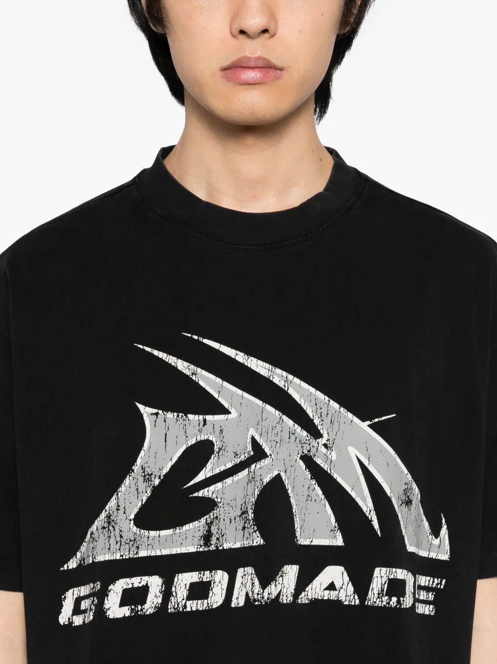 Godmade Gm Logo Washed T-shirt In Black