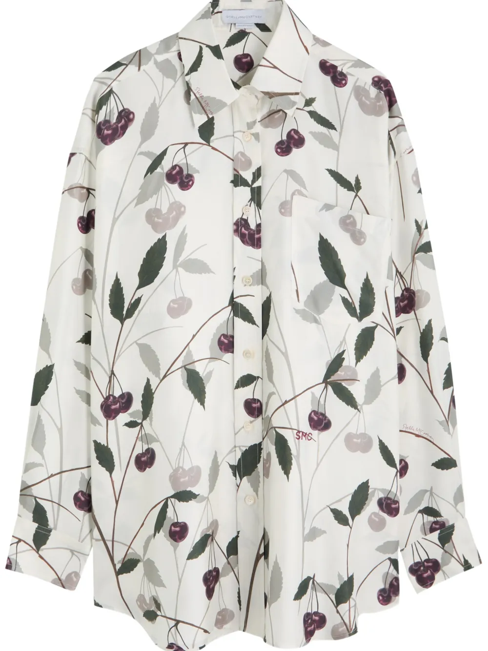 Stella McCartney cherry-print silk shirt - Wit
