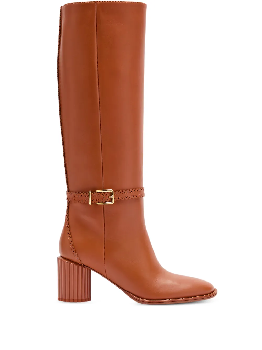 ZIMMERMANN scalloped buckle knee-high boots – Brown