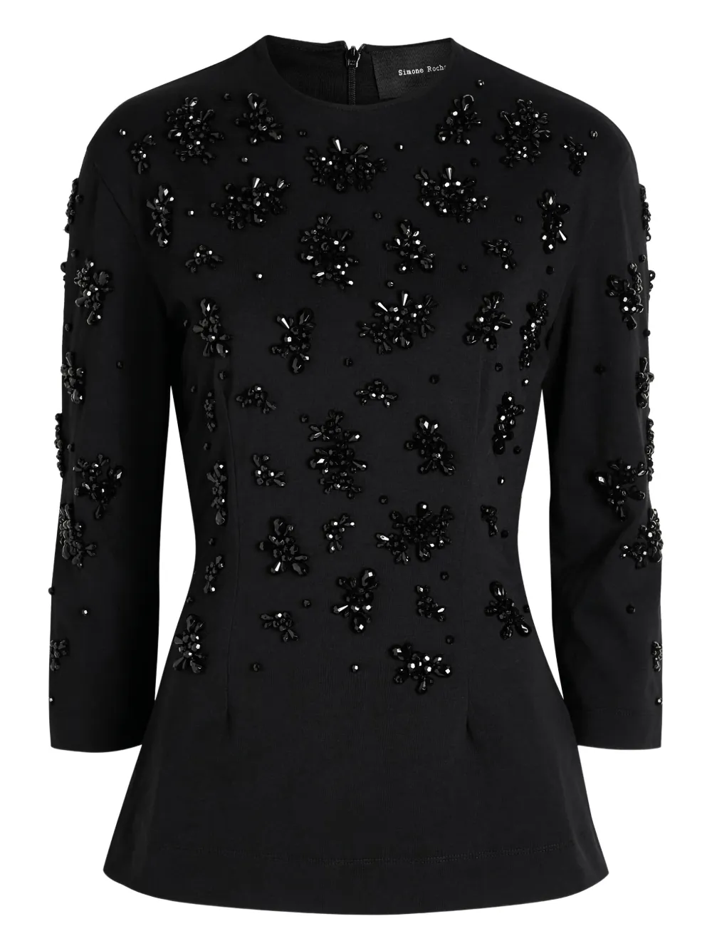 Simone Rocha bead-embellished long-sleeve top - Nero