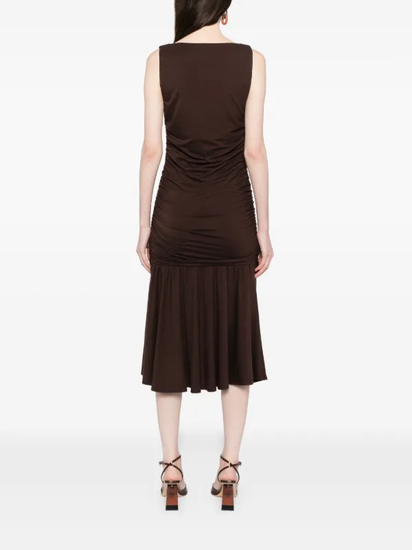 brown dress reformation Noemi Halter Mini Dress | Chocolate Brown