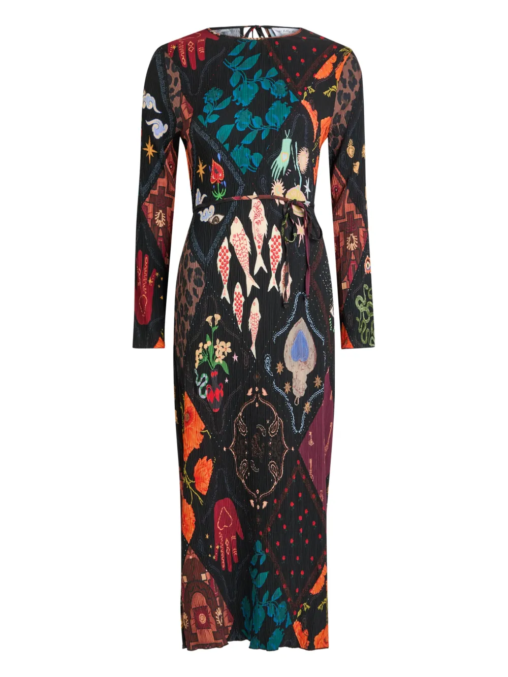 NEVER FULLY DRESSED  Plisse Gaia long-sleeve maxi dress | Black | Image 1
