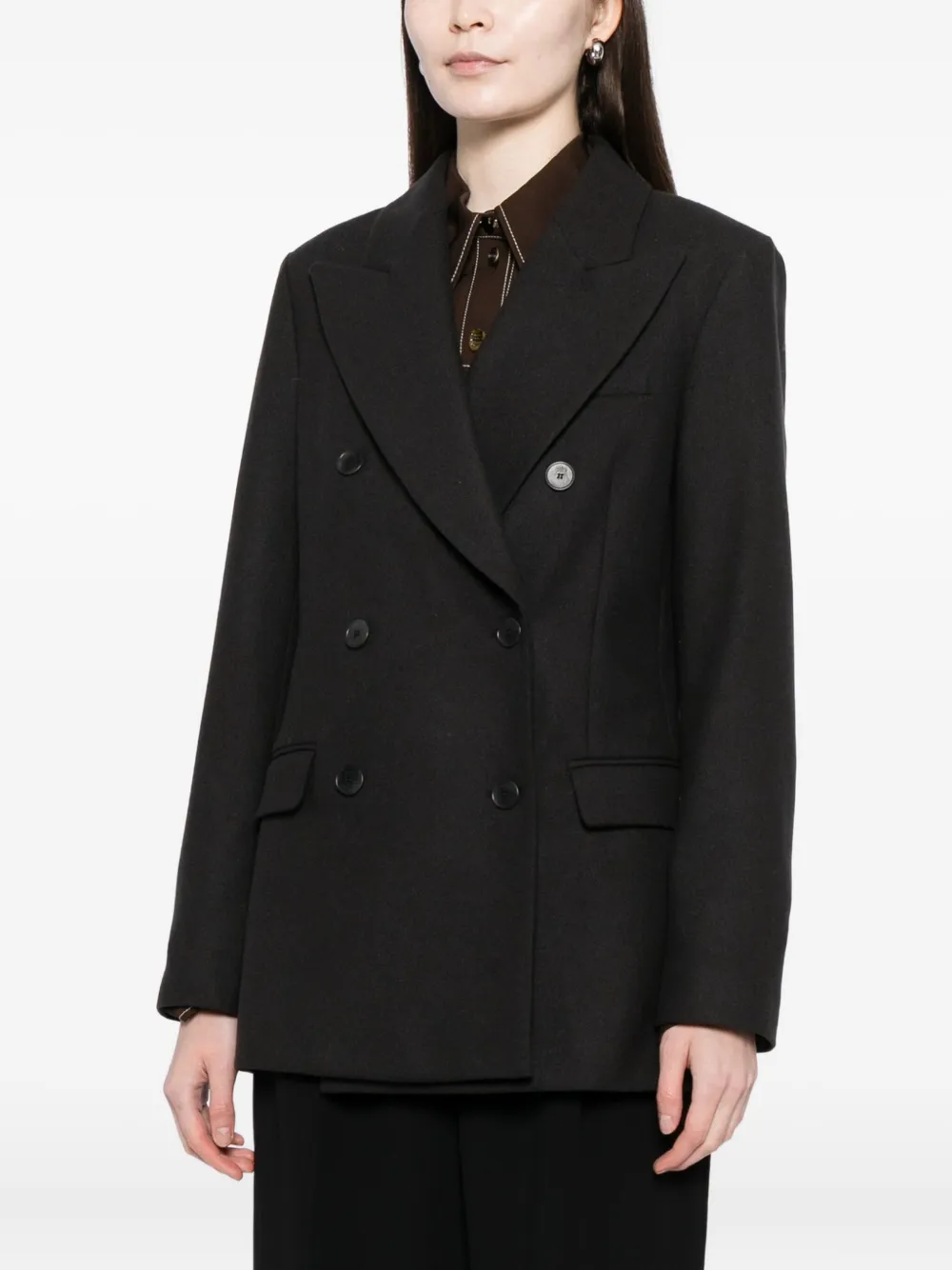 Joseph Valery Flannel Blazer In Black