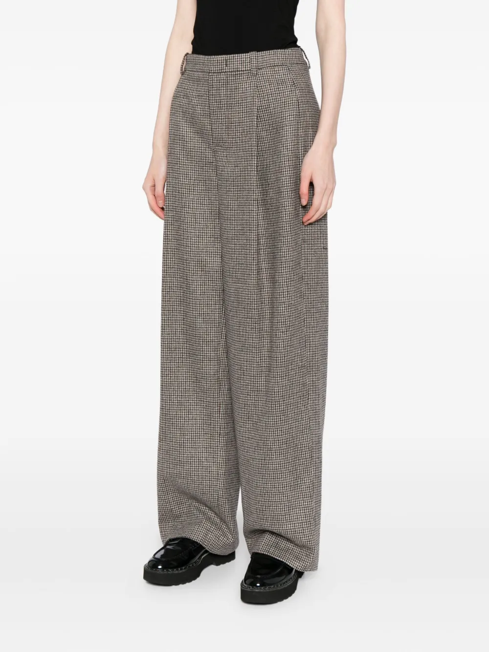 Vince Broek met pied-de-poule print - Bruin