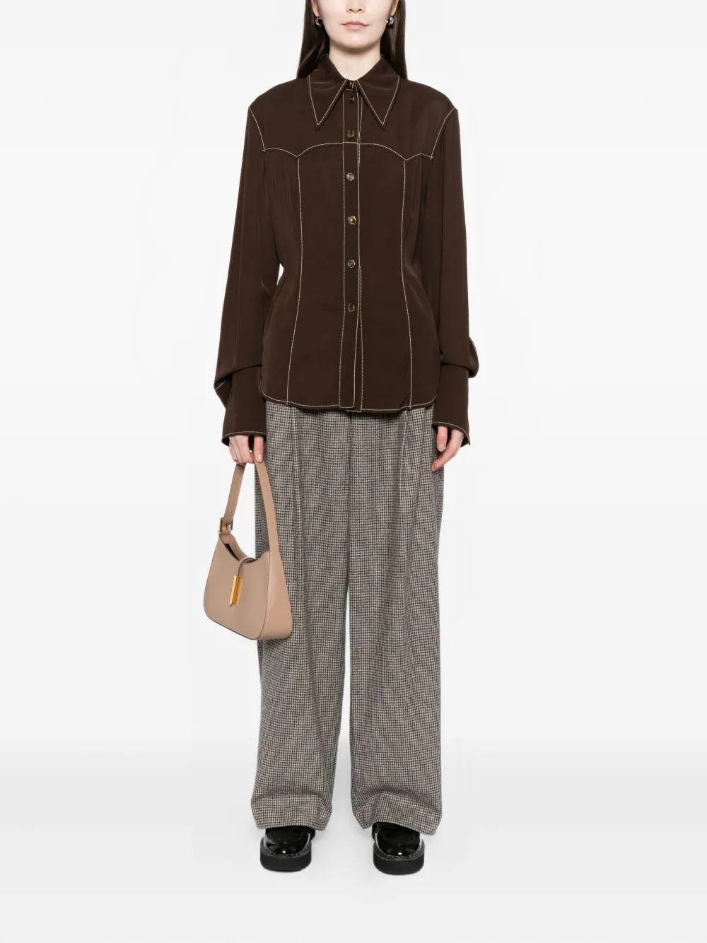 Vince houndstooth-print trosuers | Brown | Image 1