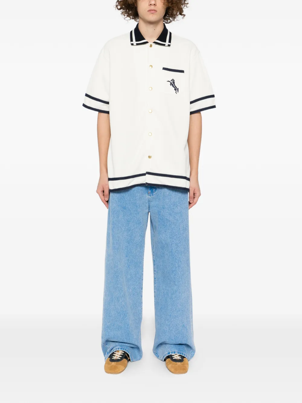 Drôle De Monsieur Overhemd met geborduurd paard - Wit