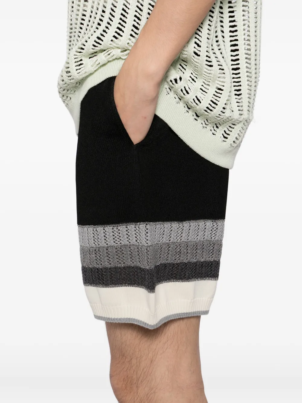 Amiri Knit Stripe Shorts In Black