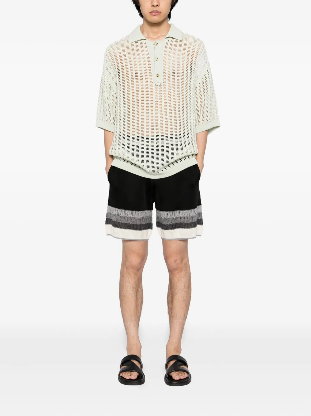 AMIRI knit stripe shorts - ブラック AMIRI knit stripe shorts - ブラック