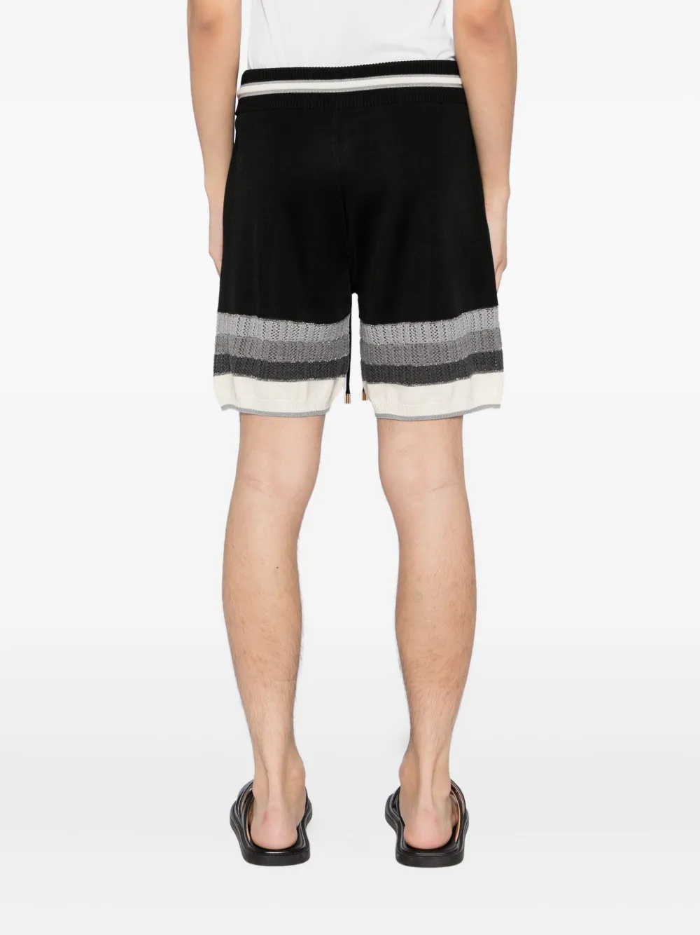 Amiri Knit Stripe Shorts In Black