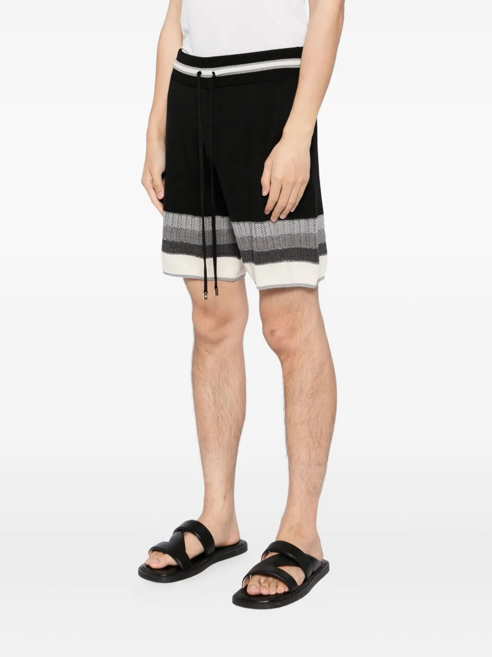 AMIRI Gebreide gestreepte shorts - Zwart