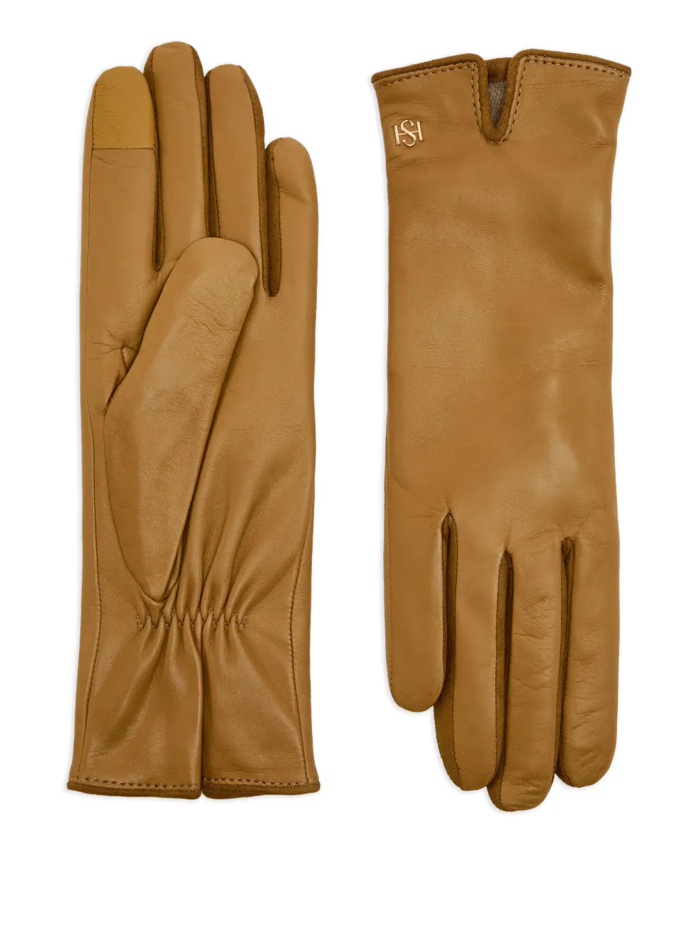 HANDSOME STOCKHOLM monogram-detail gloves - Marrone