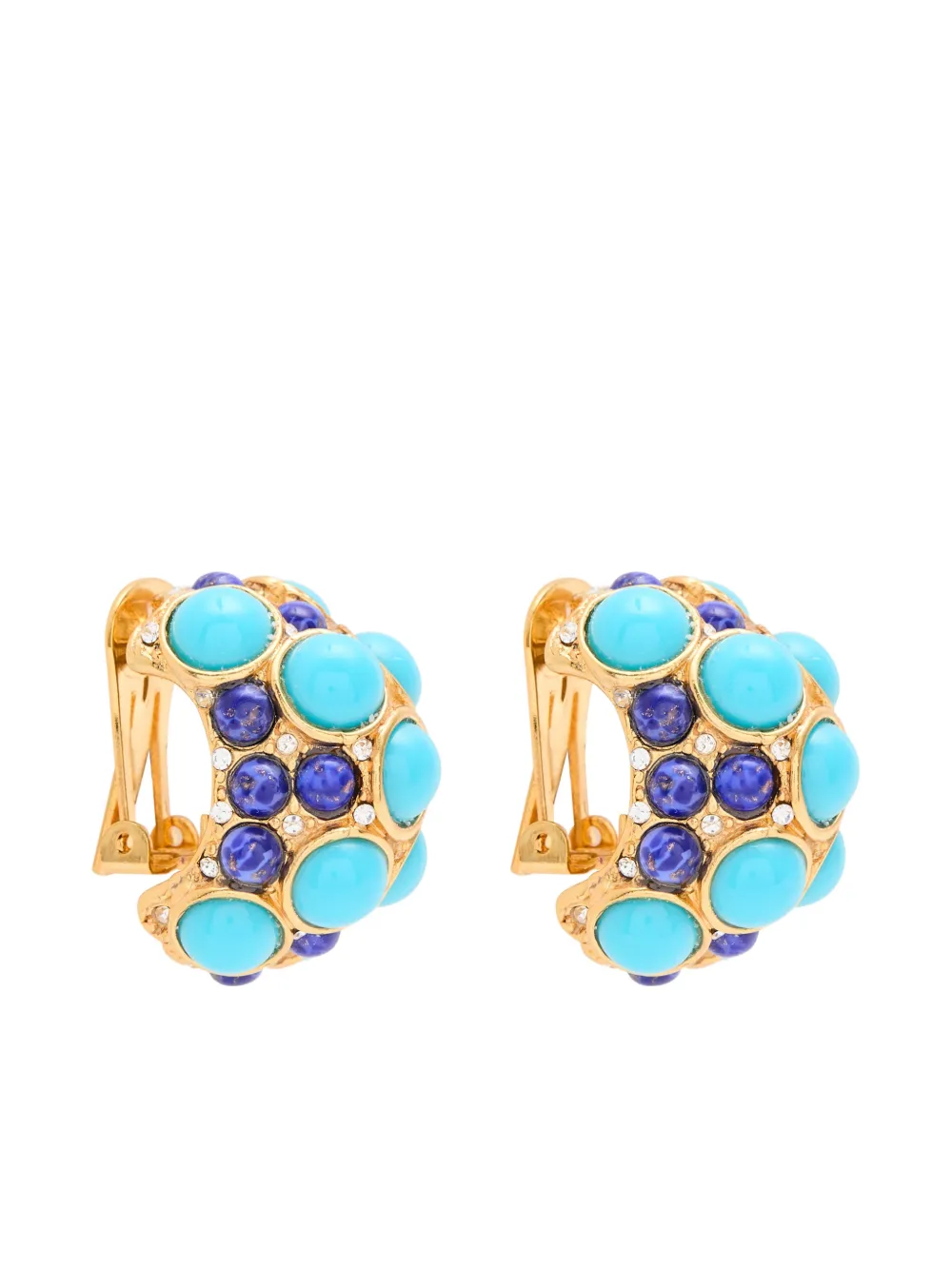 Kenneth Jay Lane stone embellished clip earrings - Goud