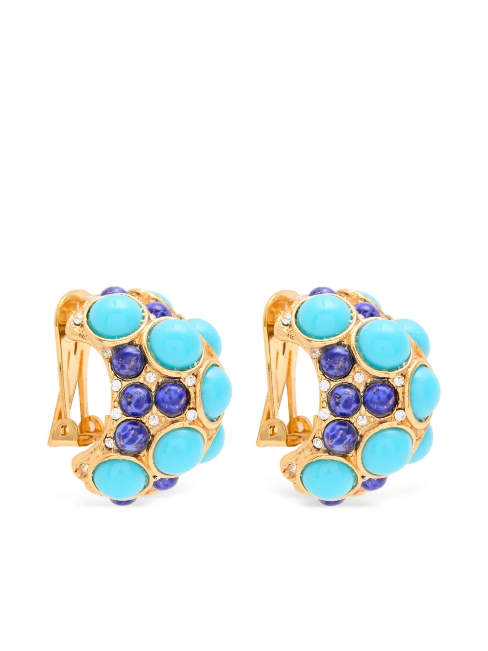Kenneth Jay Lane stone embellished clip earrings - Oro