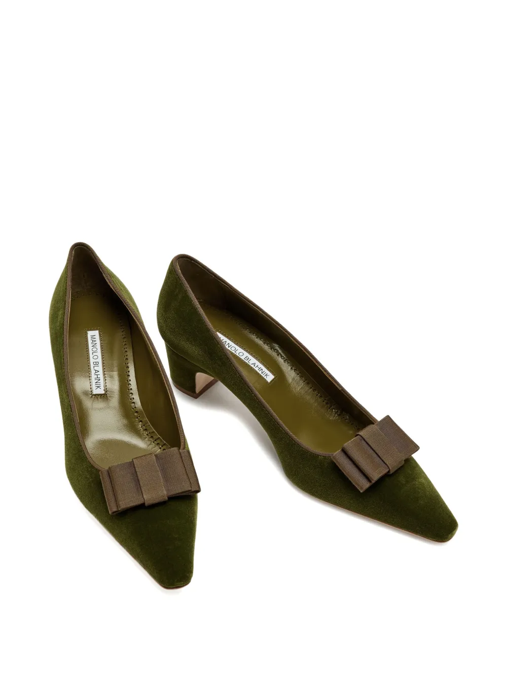 Manolo Blahnik 50 mm Reador pumps met strik Groen