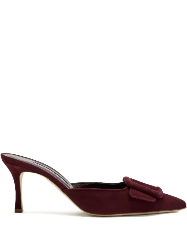 Manolo Blahnik 70mm Waysale Buckle Mules in Red