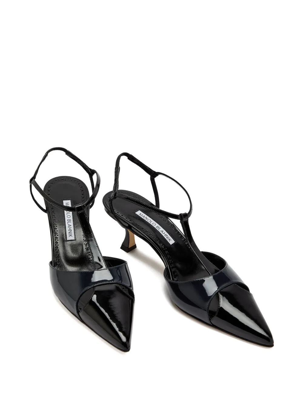 Manolo Blahnik 50 mm Turgimod lakleren slingback pumps Zwart