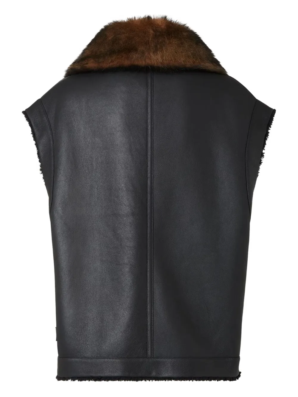 Fendi Fur-collar Zip Gilet In Black