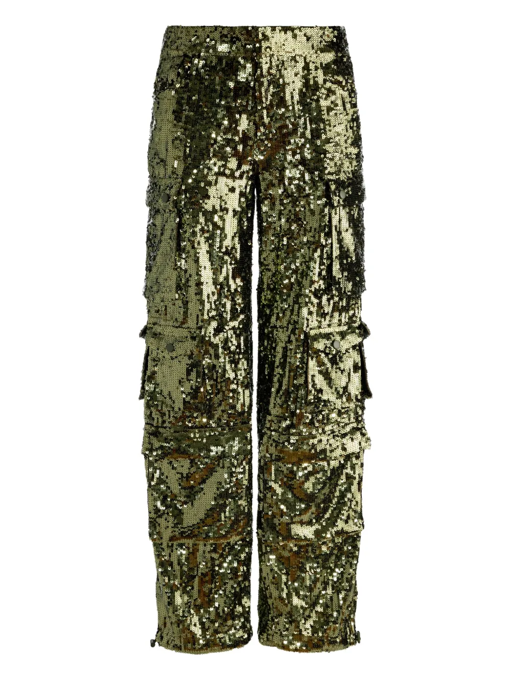 Alice And Olivia Sequinned Cargo Trousers In Green
