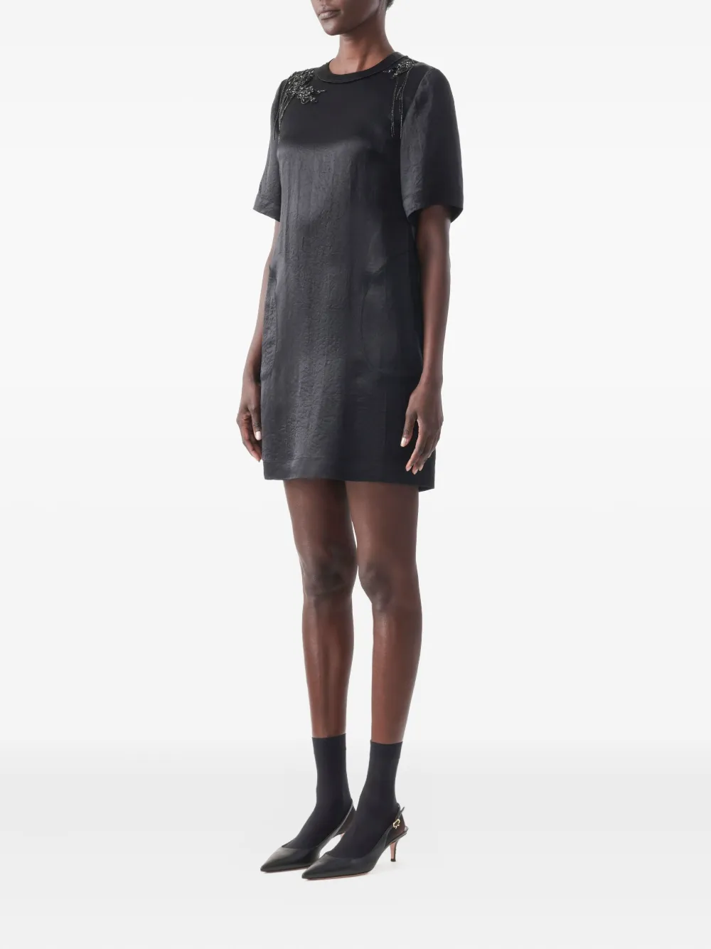 Jason Wu Collection Short-sleeve Mini Dress in Black, view 3