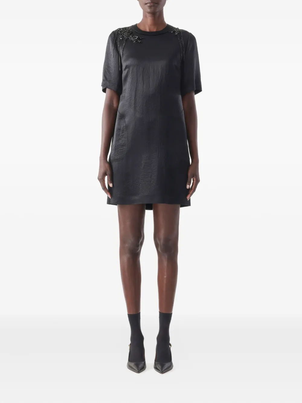 Jason Wu Collection Short-sleeve Mini Dress in Black, view 2