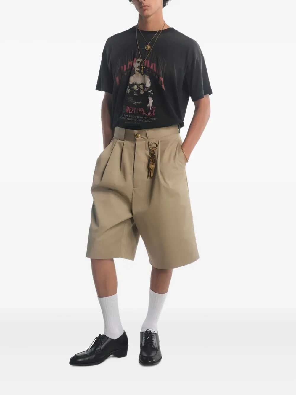 Willy Chavarria pleated logo-patch shorts | Tailored Shorts | Image 2