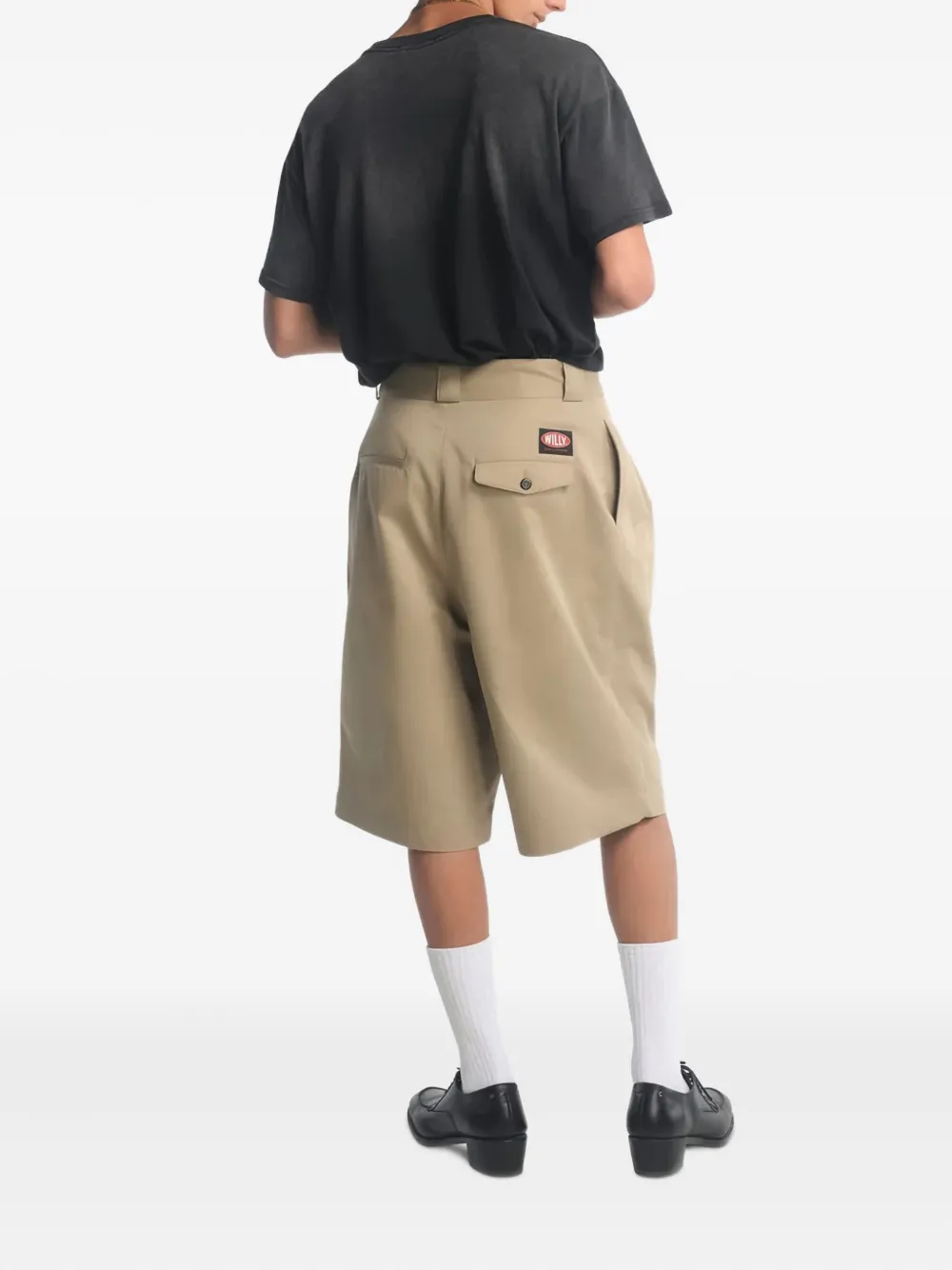 Willy Chavarria Pleated Logo-patch Shorts In Neutral