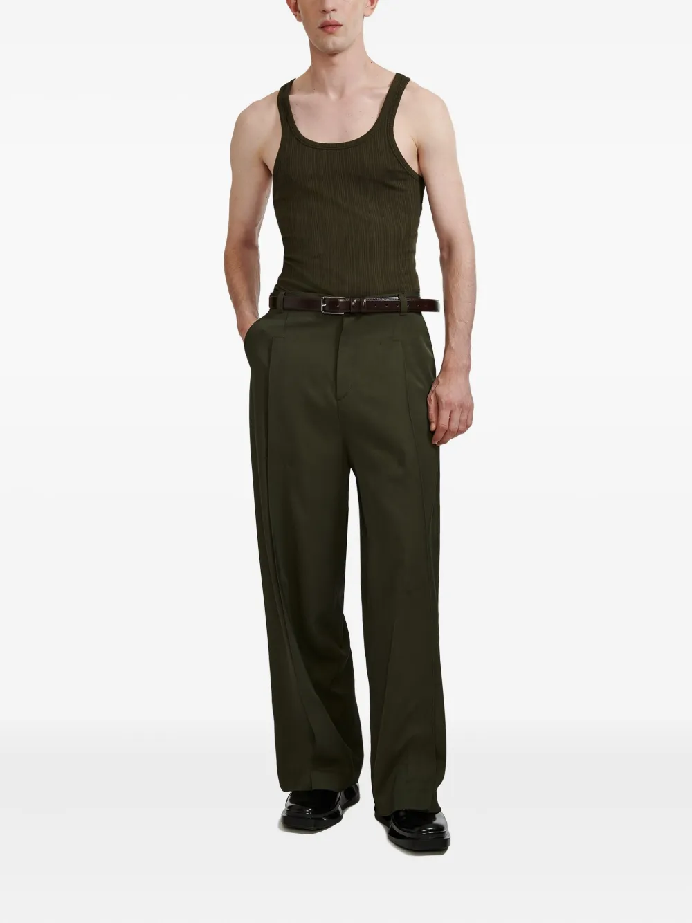 LGN LOUIS GABRIEL NOUCHI pleated wide leg trousers - Groen