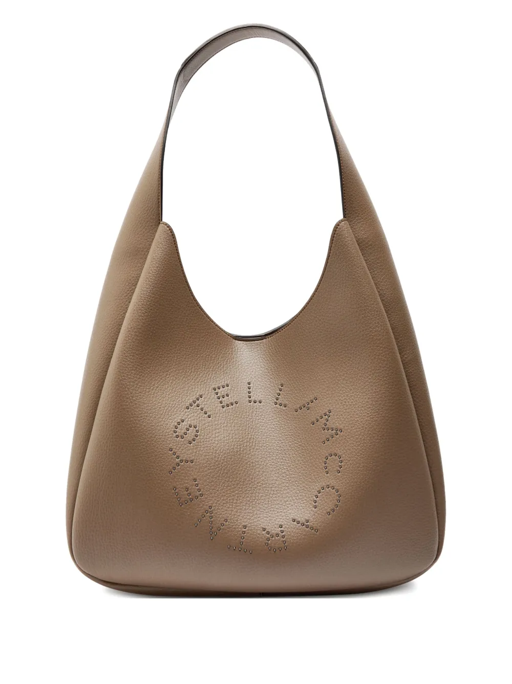 Stella Mccartney Logo Large Faux Leather Shoulder Bag In Brown