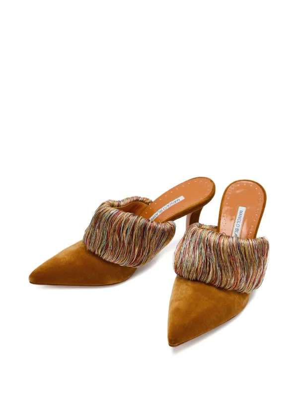 Manolo Blahnik Caldean ミュール 90mm | ブラウン | FARFETCH JP